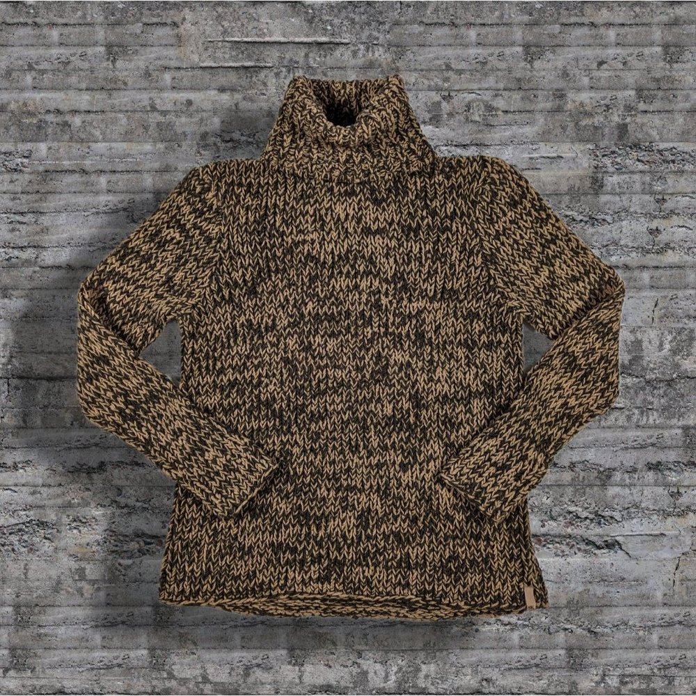 Calvin Klein Super Chunky "Hand Knit Look" Caramel Brown Turtleneck Sweater sz M